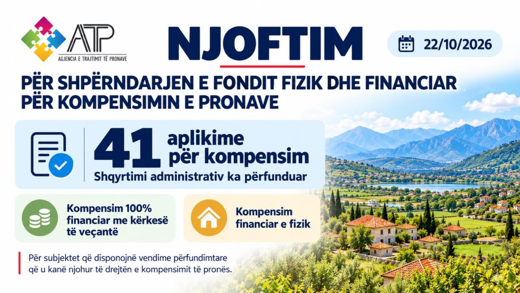 NJ O F T I M  PËR SHPËRNDARJE FONDI FIZIK DHE FINANCIAR PËR KOMPENSIMIN E PRONAVE
